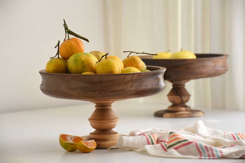 Fruit bowl with base walnut wood